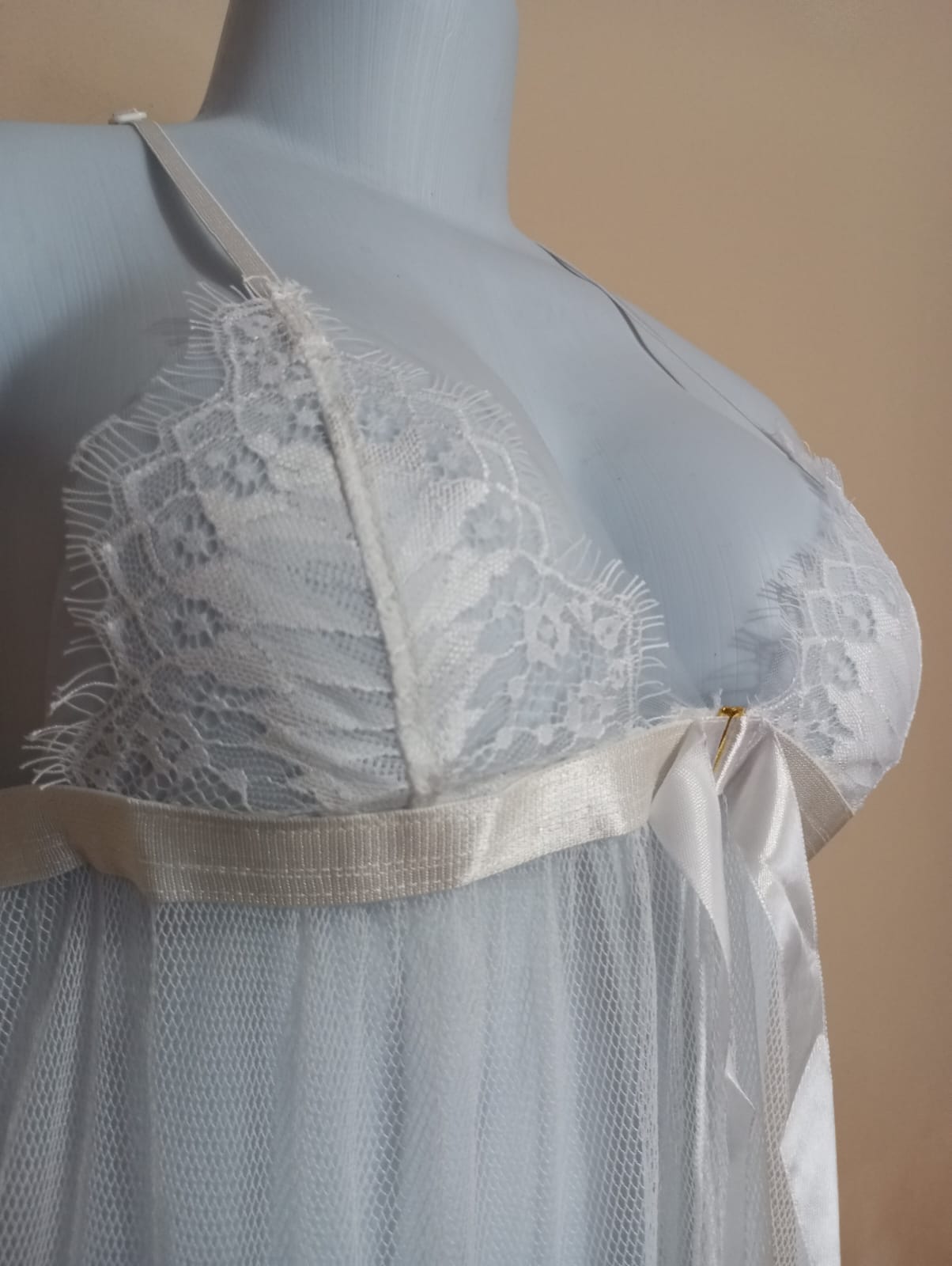 Babydoll lencería crema – T. M/XL - Imagen 2