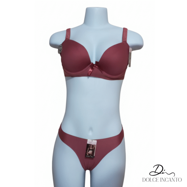 Conjunto lencería sin costura con tiras bordadas push up – T. 40/90 (C) + M/L - Imagen 2