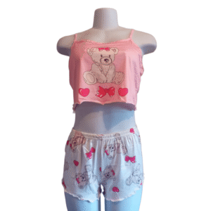 Conjunto de pijama liviano con tirantes y short de poliéster